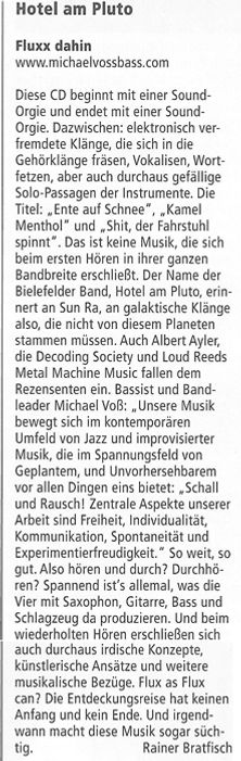 Hotel am Pluto - Flux Dahin CD Jazzpodium 02/2015