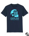 DRUM MACHINE Navy Organic T-Shirt With Light Blue Logo