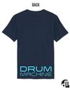 DRUM MACHINE Navy Organic T-Shirt With Light Blue Logo