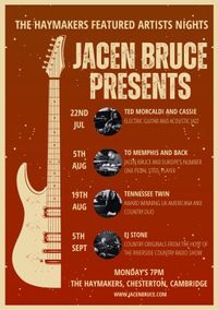 Jacen Bruce Hosts Featured Artist Nights special guests 'To Memphis and Back' Jacen Bruce with David Hartley, Europe's no1 Pedal Steel player