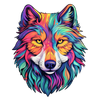 Boho Multicolored Wolf Sticker