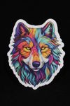 Boho Rainbow Wolf Sticker