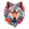 Watercolor Floral Wolf Sticker