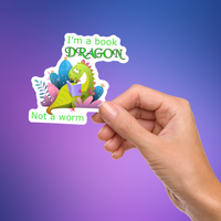 I'm A Book Dragon Not A Worm Sticker