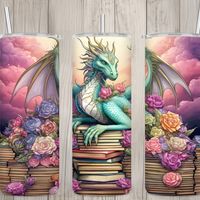 Fairy Tale Book Dragon and Roses Tumbler