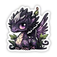 Kawaii Purple & Black Baby Dragon Sticker