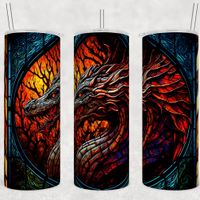 Stained Glass Dragon Skinny Stainless Steel Tumbler