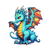 Teal Chibi Dragon Sticker