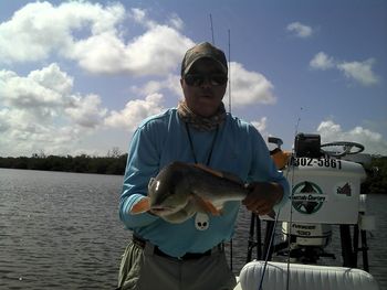 Capt. Kelly Kofmehl with a nice redfish
