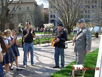 Steve and Confederate musician portrayed by Tom Jacobs, school day, the Ohio Statehouse, 2009
