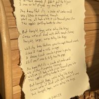 Handwritten lyric sheet