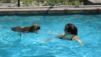 Swimming with mom
