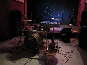 Drums Set up for a recording session in our Showcase Room. Drums sound amazing in this room!
