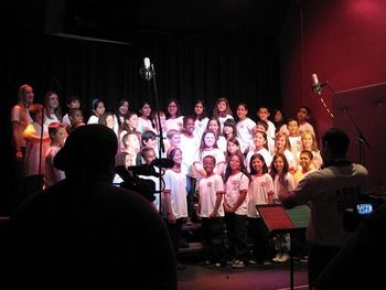 Bellflower Unified School District, Advanced Choir. This is about 50, 10-12 year old students on the stage in the Showcase room. This was a live video shoot (3 cameras) and audio recording.
