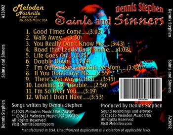Saints and Sinners CD album back cover
