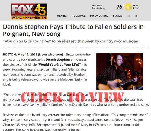 Dennis Stephen press release - pays tribute to fallen soldiers - Would You Give Your Life?