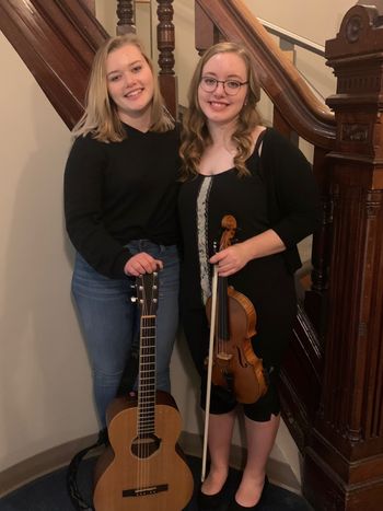 Emily and Zoe after a VCM end of term performance, 2019
