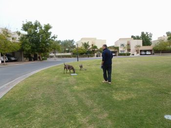 First morning walk with dad Louis...
