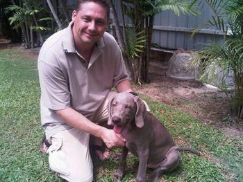 Louis & Miles in the backyard...
