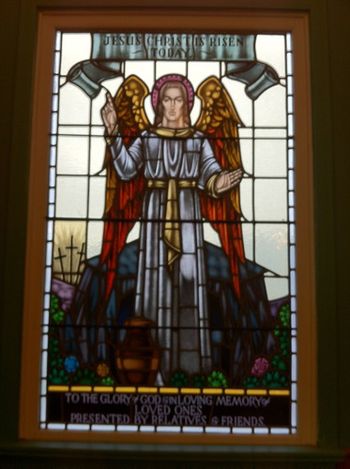 Striking stained glass at Trinity United Church, Botwood, NL.
