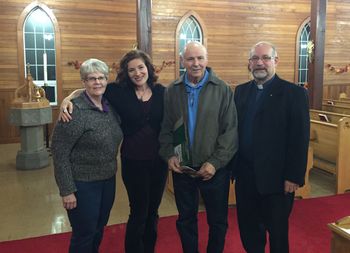 Such a special night singing at St. James' Church in Botwood. Allison's family has attended this church for generations. After the concert with Aunt Pauline, Uncle Melvin, and Rev. Larry.
