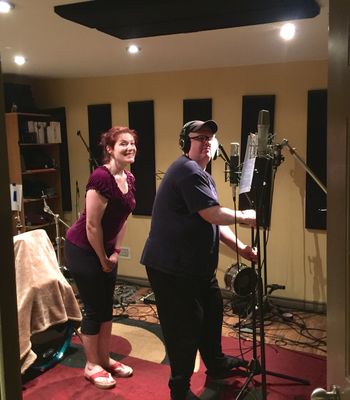 Big vocal day in the studio!  Allison is 'supervising' as Andy sets up the mic...
