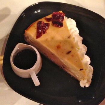 Bacon-maple cheesecake. Yes, that's candied bacon on top...
