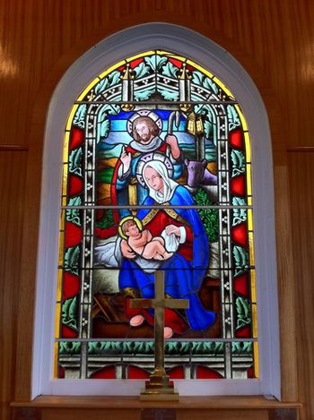 The beautiful nativity window above the altar at St. Mary's, Hodge's Cove, NL.
