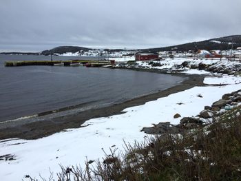 Clearing up in Rocky Harbour! The snow didn't stop Allison from taking a beach walk!
