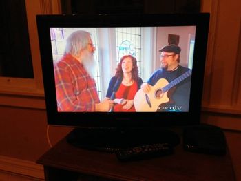 Us on TV! Watching our episode of "Artisans" on CHCO-TV with host Jamie Steel.
