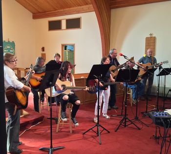 Worship Leading Workshop, Corner Brook. We taught the group our arrangement for I Heard The Voice Of Jesus Say, and they joined us in the concert that night. Great work, everyone!
