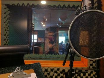 The view from inside the vocal booth.
