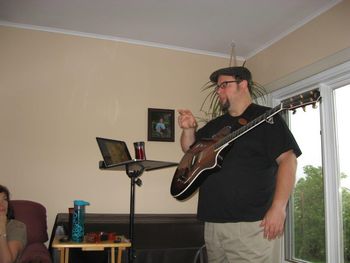 Gerald teaching songwriting in Bonavista.
