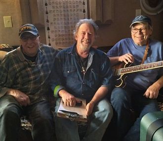 Studio break with guitarists Steve McComb (center) and Bill Hullett, who's played on more hit records than I can count.