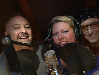 Michael Rudder, Angie Brown, and me. Singing harmony with friends is more fun than singing with yourself.