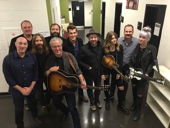 (l-r) Scott, John Driskell Hopkins (Zac Brown), Charlie Starr (Blackberry Smoke), Benji Shanks (Kristian Bush, Charlie Starr), Radney Foster (Foster and Lloyd), Zach Seabough, Kristian Bush (Sugarland), Rebecca Lovell (Larkin Poe), Brandon Bush (Train, Sugarland), Meagan Lovell (Larkin Poe). [Alliance Theater-Atlanta. 10/24/2016]
