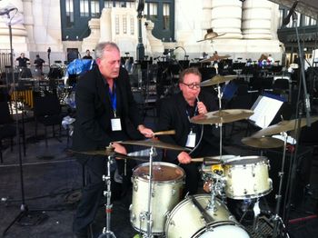 Jurgen and Kent tag team on the drums at "Celebration at the Station" 2014

