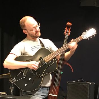 Playing Cello and Guitar at the Durham Jazz Workshop
