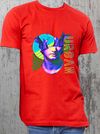 URBAN ART BLUE FLORESCENT POPPY RED T-SHIRT 