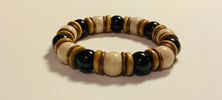 Black Onyx and Cream Bone Bead Bracelet