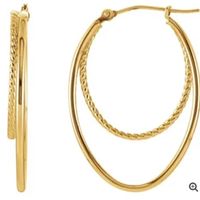 14K Yellow Tube 20 mm Hoop Earrings