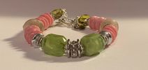 One-of-a-Kind Green and Pink Statement Bracelet