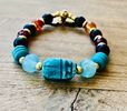 Egyptian-Inspired Turquoise and Semiprecious Stone Stretch Bracelet