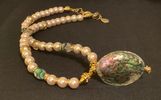 Abalone pearl and crystal necklace