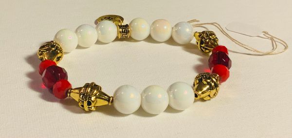 White and Red Stretch Bracelet