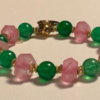 Pink and Green Stretch Bracelet