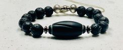 Black Onyx and Lava Bead Stretch Bracelet