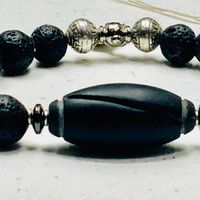 Black Onyx and Lava Bead Stretch Bracelet