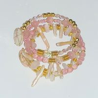 Pink and Gold Beaded Wrap Bracelet