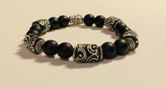 Black and White Krobo Bead Stretch Bracelet